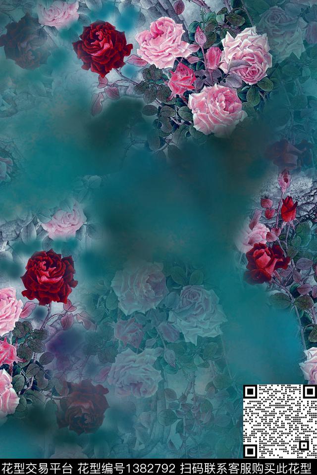 旗袍香云纱真丝数码印花华亿平台下载（图片编号: 1382792） - 瓦栏（Walan）