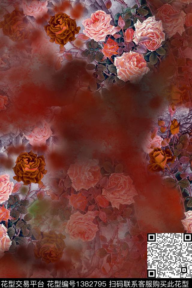 旗袍香云纱真丝数码印花华亿平台下载（图片编号: 1382795） - 瓦栏（Walan）