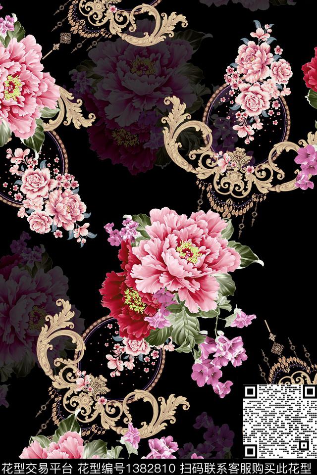 大牌风旗袍香云纱数码印花华亿平台下载（图片编号: 1382810） - 瓦栏（Walan）