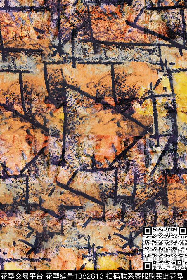 几何肌理格子数码印花华亿平台下载（图片编号: 1382813） - 瓦栏（Walan）