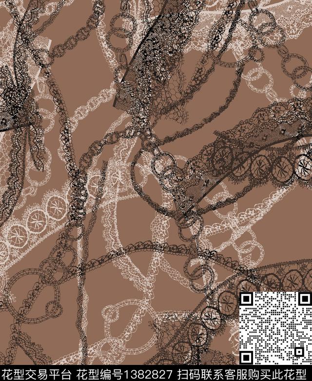 线条黑白华亿平台花卉数码印花华亿平台下载（图片编号: 1382827） - 瓦栏（Walan）