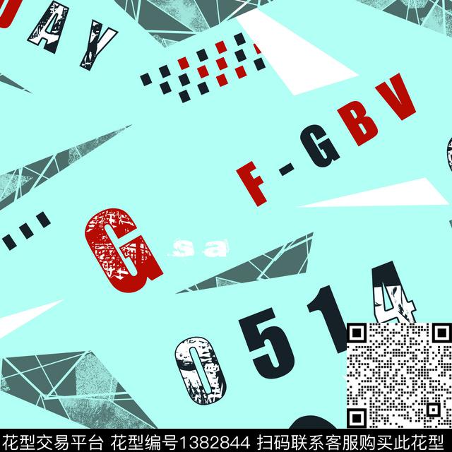 纸印花字母抽象男装传统印花华亿平台下载（图片编号: 1382844） - 瓦栏（Walan）