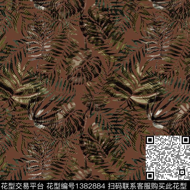 黑白华亿平台绿植树叶复古传统印花华亿平台下载（图片编号: 1382884） - 瓦栏（Walan）