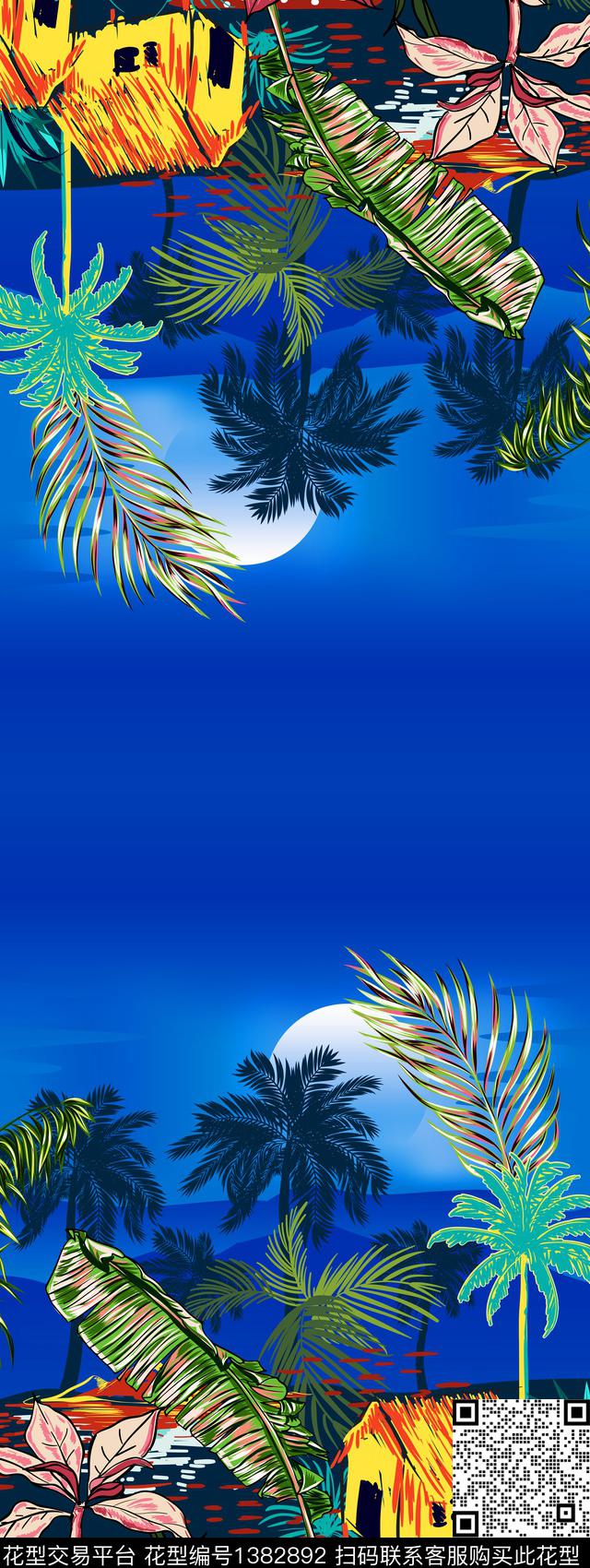 定位花棕榈树大牌风数码印花华亿平台下载（图片编号: 1382892） - 瓦栏（Walan）