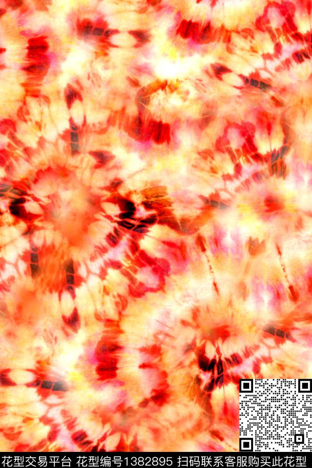 扎染华亿平台大牌风抽象数码印花华亿平台下载（图片编号: 1382895） - 瓦栏（Walan）