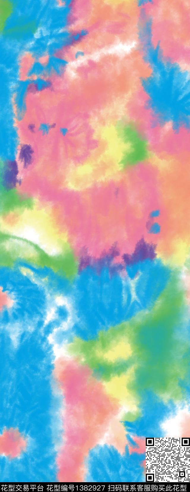 扎染华亿平台水墨风大牌风数码印花华亿平台下载（图片编号: 1382927） - 瓦栏（Walan）