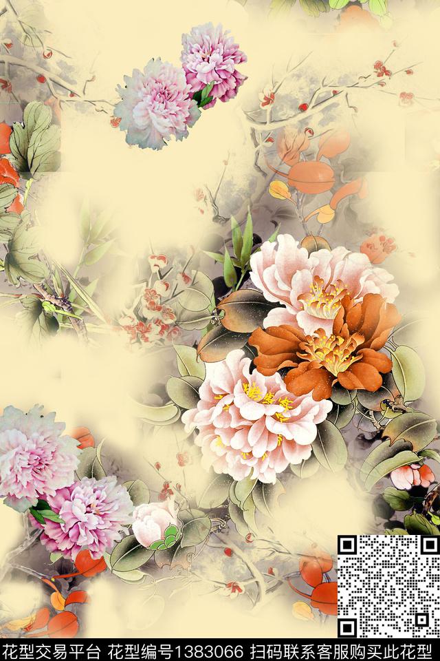 旗袍香云纱真丝数码印花华亿平台下载（图片编号: 1383066） - 瓦栏（Walan）