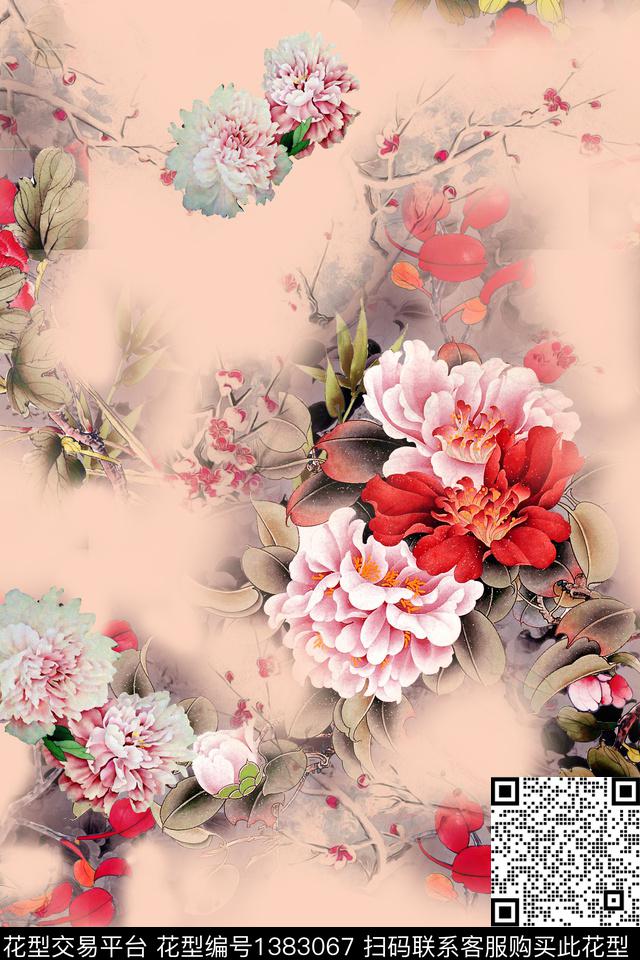 旗袍香云纱真丝数码印花华亿平台下载（图片编号: 1383067） - 瓦栏（Walan）