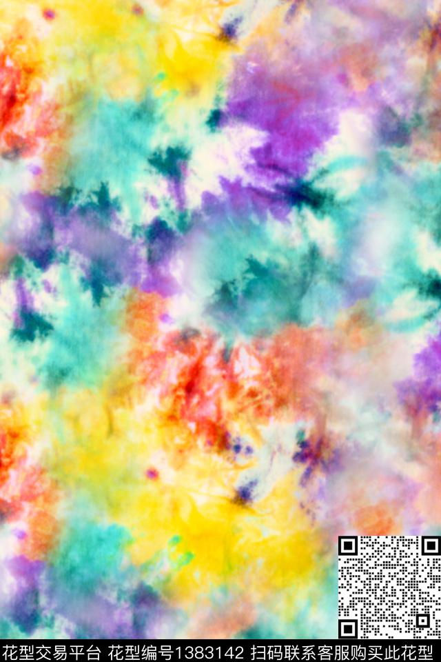 水彩扎染华亿平台大牌风数码印花华亿平台下载（图片编号: 1383142） - 瓦栏（Walan）