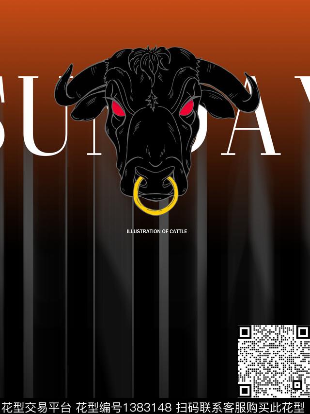 文字动物牛数码印花华亿平台下载（图片编号: 1383148） - 瓦栏（Walan）