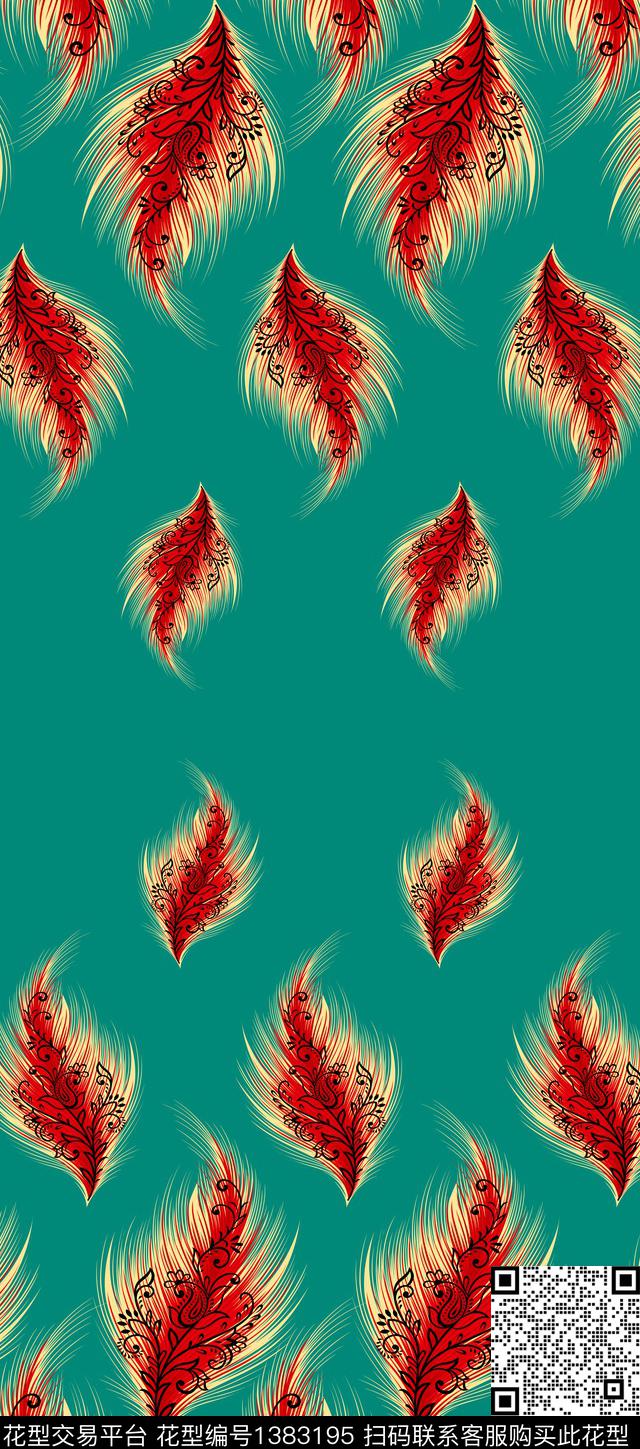 定位花羽毛民族风传统印花华亿平台下载（图片编号: 1383195） - 瓦栏（Walan）