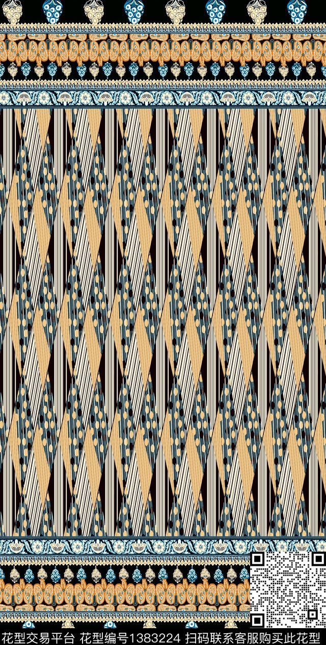 几何定位花女装定位花传统印花华亿平台下载（图片编号: 1383224） - 瓦栏（Walan）