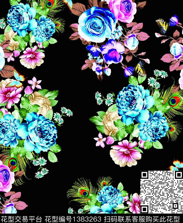 向日葵彩底花卉潮牌数码印花华亿平台下载（图片编号: 1383263） - 瓦栏（Walan）