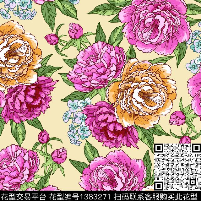 向日葵彩底花卉潮牌数码印花华亿平台下载（图片编号: 1383271） - 瓦栏（Walan）