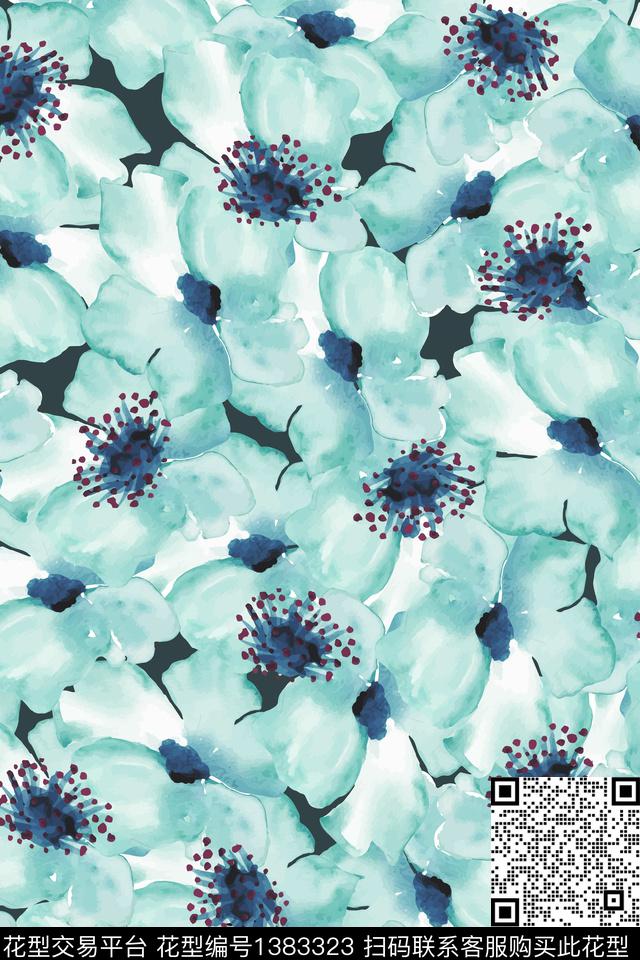 花卉满版散花花瓣数码印花华亿平台下载（图片编号: 1383323） - 瓦栏（Walan）