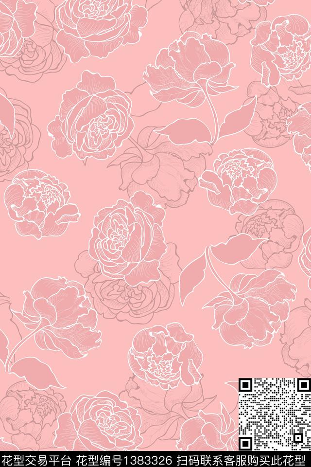 花卉花瓣大牌风数码印花华亿平台下载（图片编号: 1383326） - 瓦栏（Walan）