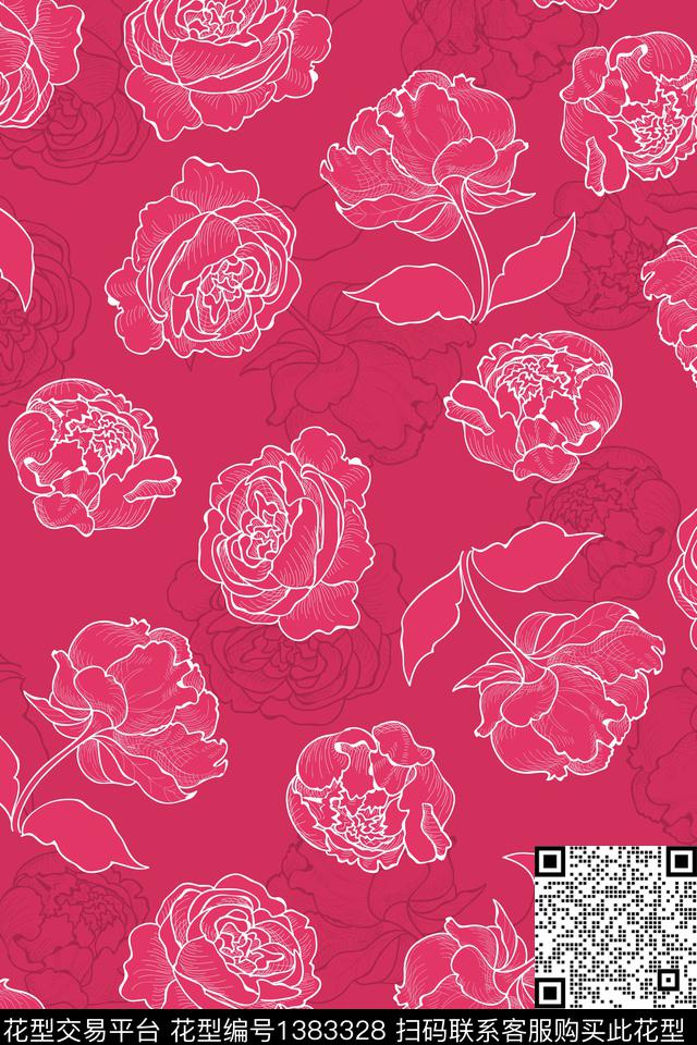 花卉花瓣大牌风数码印花华亿平台下载（图片编号: 1383328） - 瓦栏（Walan）