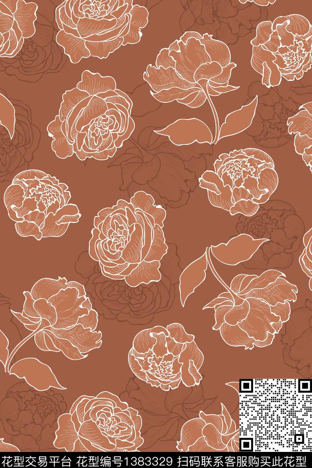 花卉花瓣大牌风数码印花华亿平台下载（图片编号: 1383329） - 瓦栏（Walan）