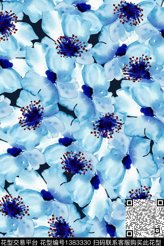 花卉满版散花花瓣数码印花华亿平台下载（图片编号: 1383330） - 瓦栏（Walan）