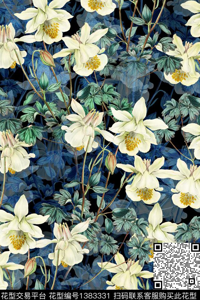 女装花卉植物数码印花华亿平台下载（图片编号: 1383331） - 瓦栏（Walan）