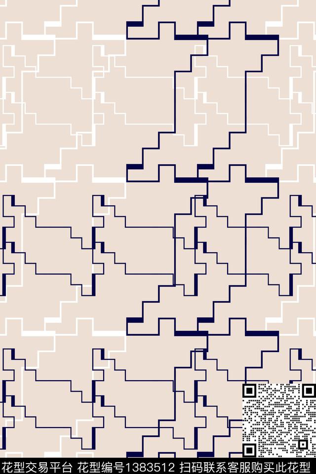 几何时尚线条画传统印花华亿平台下载（图片编号: 1383512） - 瓦栏（Walan）