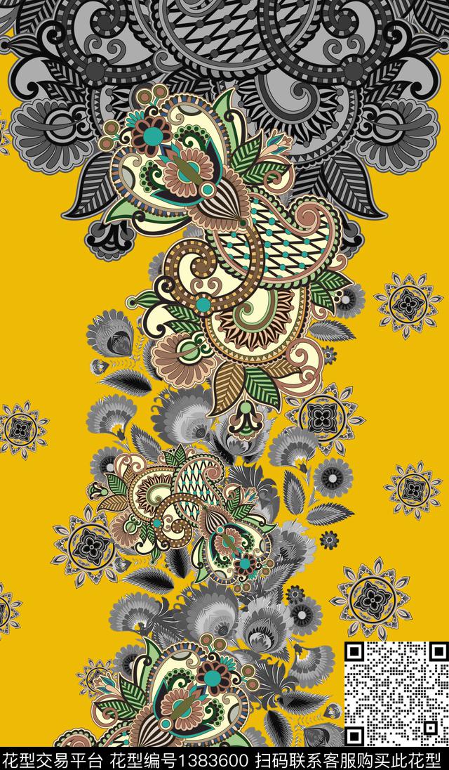 连衣裙定位花大牌风数码印花华亿平台下载（图片编号: 1383600） - 瓦栏（Walan）