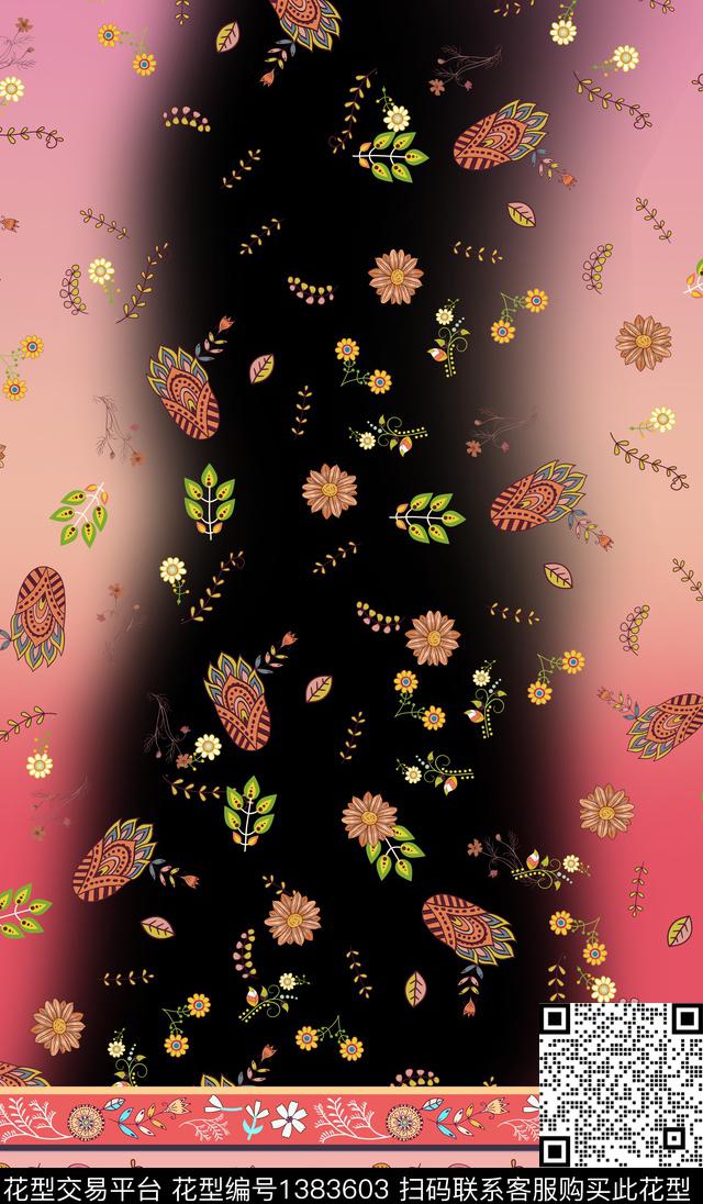 连衣裙定位花大牌风数码印花华亿平台下载（图片编号: 1383603） - 瓦栏（Walan）