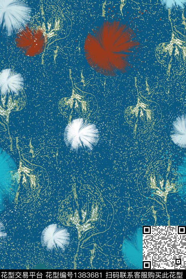 抽象花卉小碎花波点数码印花华亿平台下载（图片编号: 1383681） - 瓦栏（Walan）