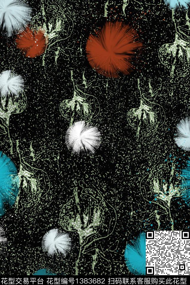 抽象花卉小碎花波点数码印花华亿平台下载（图片编号: 1383682） - 瓦栏（Walan）