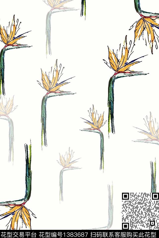 文艺绿植树叶小碎花传统印花华亿平台下载（图片编号: 1383687） - 瓦栏（Walan）