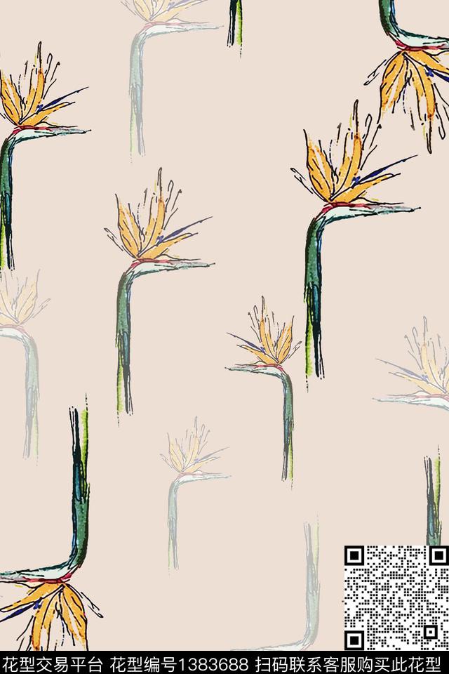 文艺绿植树叶小碎花传统印花华亿平台下载（图片编号: 1383688） - 瓦栏（Walan）