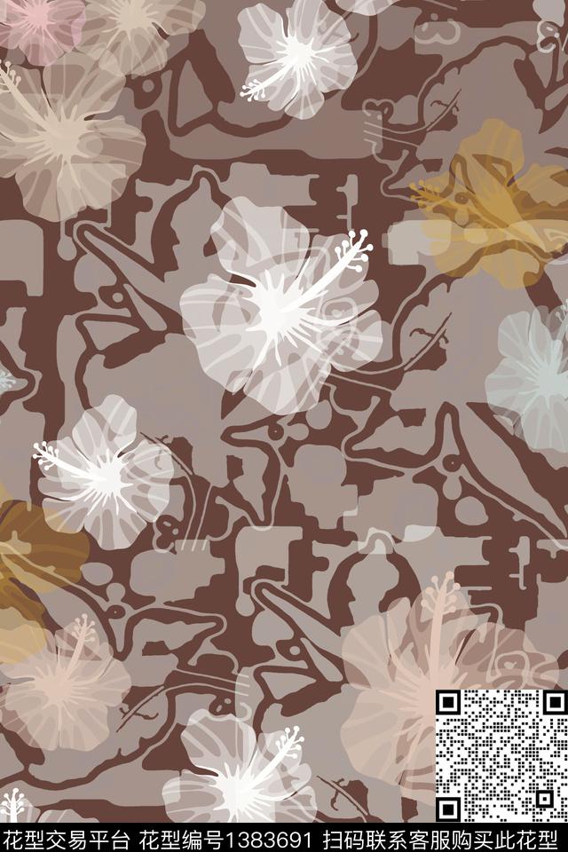 文艺抽象花卉小碎花数码印花华亿平台下载（图片编号: 1383691） - 瓦栏（Walan）