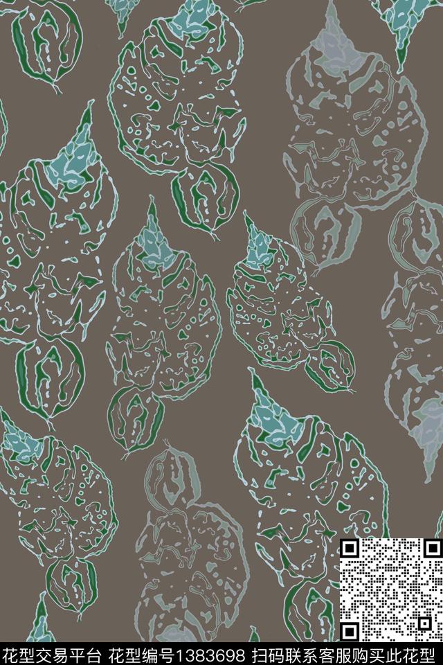 绿植树叶抽象花卉小碎花数码印花华亿平台下载（图片编号: 1383698） - 瓦栏（Walan）