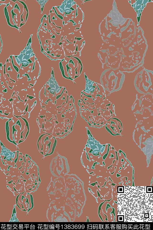 绿植树叶抽象花卉小碎花数码印花华亿平台下载（图片编号: 1383699） - 瓦栏（Walan）