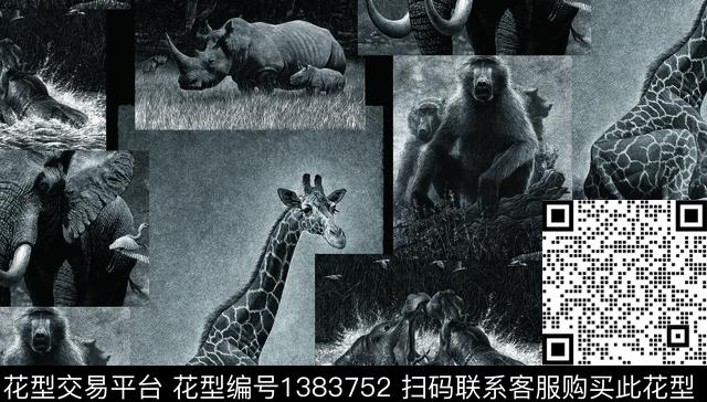 简约动物大牌风数码印花华亿平台下载（图片编号: 1383752） - 瓦栏（Walan）