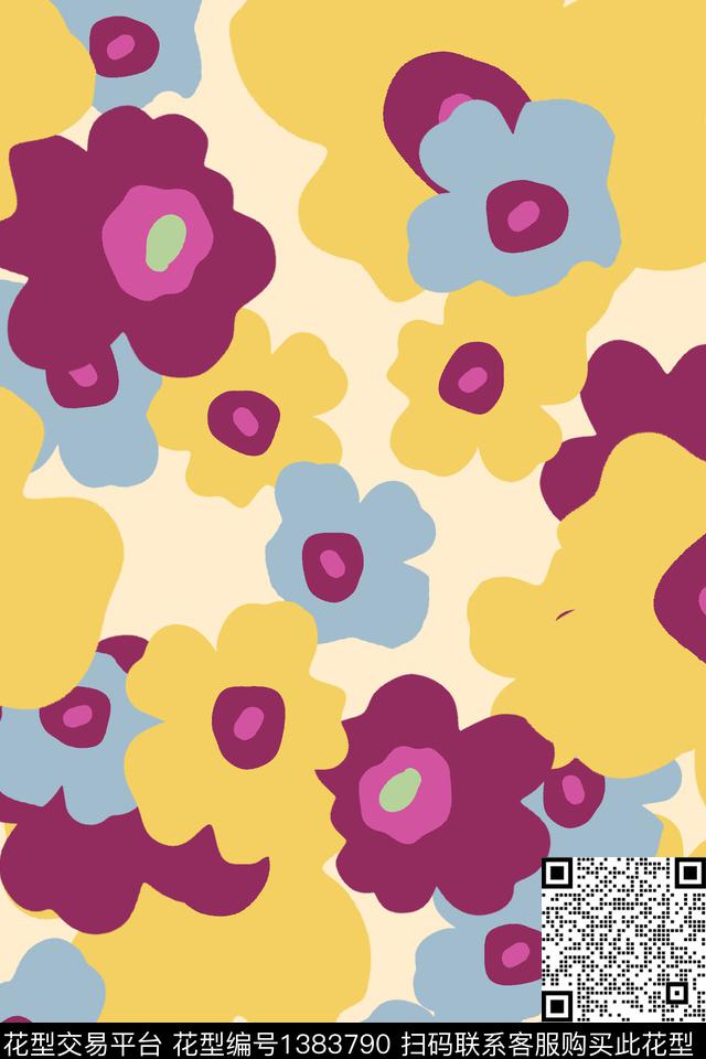 几何花卉大牌风小清新传统印花华亿平台下载（图片编号: 1383790） - 瓦栏（Walan）