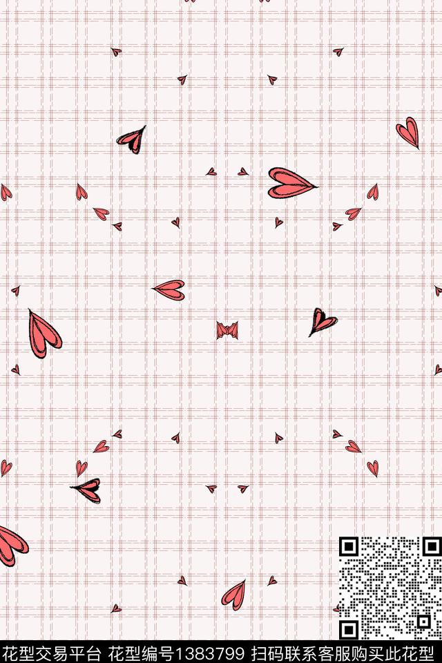 几何线条爱心传统印花华亿平台下载（图片编号: 1383799） - 瓦栏（Walan）