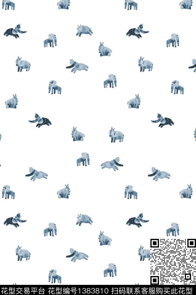 卡通动物大牌风小清新数码印花华亿平台下载（图片编号: 1383810） - 瓦栏（Walan）