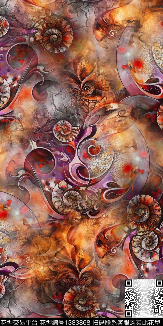 纹理佩斯利抽象数码印花华亿平台下载（图片编号: 1383868） - 瓦栏（Walan）