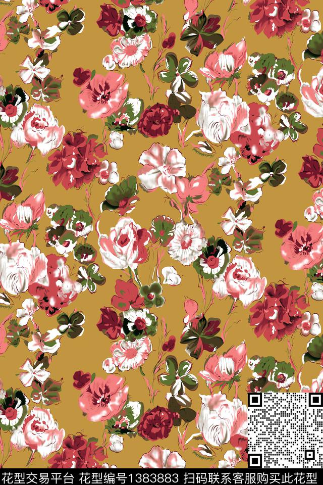 女装花卉大牌风数码印花华亿平台下载（图片编号: 1383883） - 瓦栏（Walan）