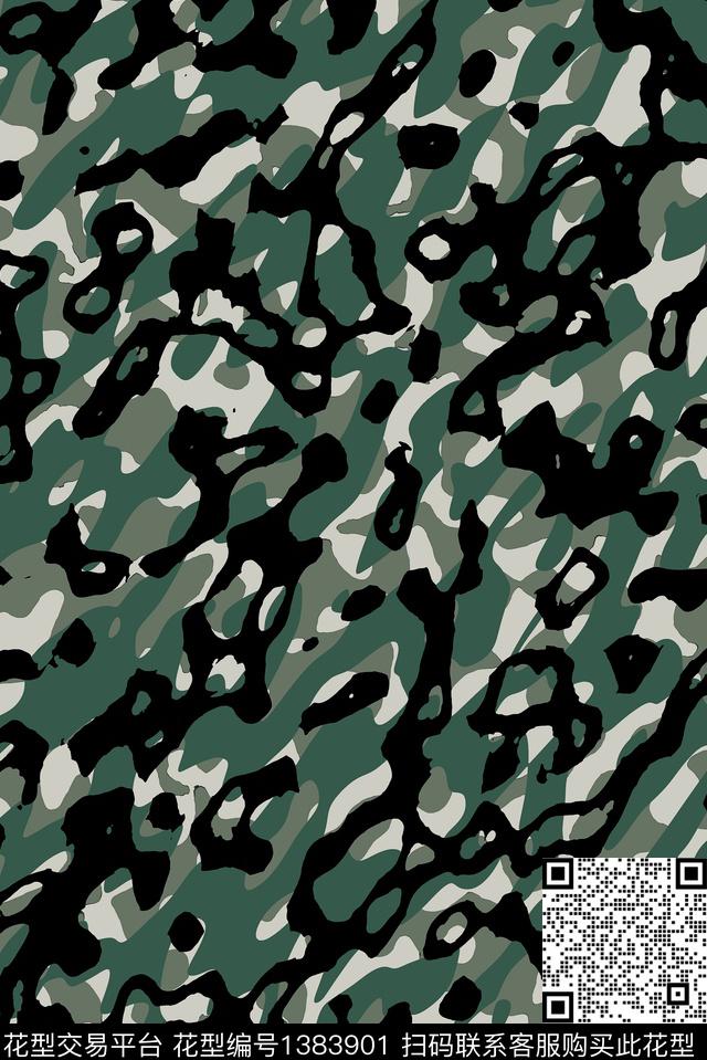 几何迷彩抽象男装数码印花华亿平台下载（图片编号: 1383901） - 瓦栏（Walan）