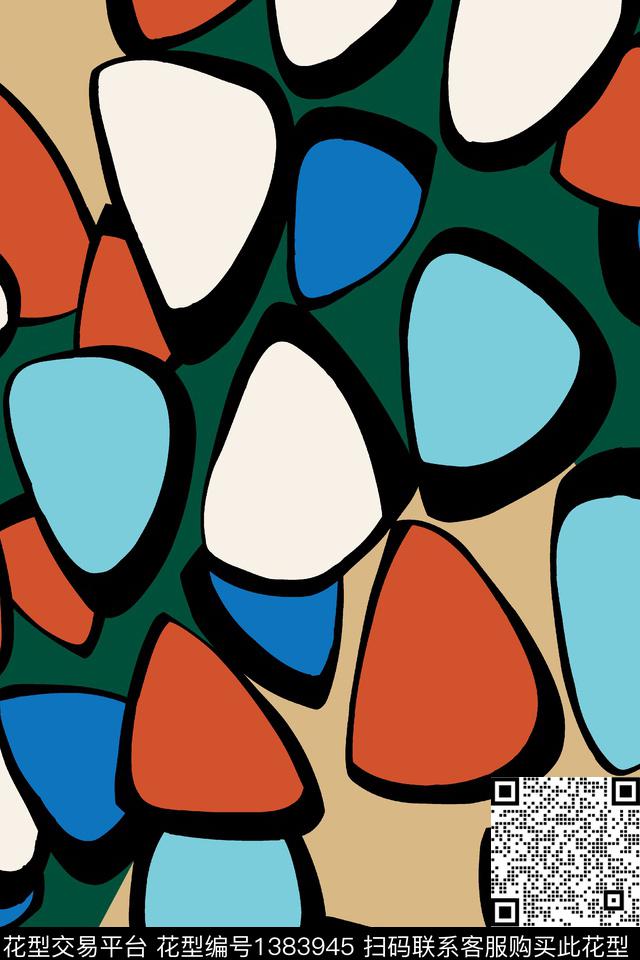 几何石头块大牌风女装华亿平台传统印花华亿平台下载（图片编号: 1383945） - 瓦栏（Walan）