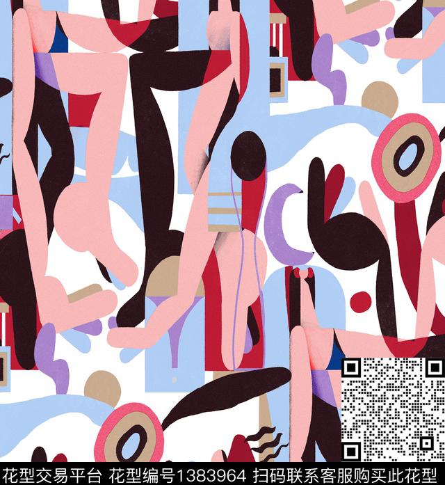 彩底花卉大牌走秀波普几何数码印花华亿平台下载（图片编号: 1383964） - 瓦栏（Walan）