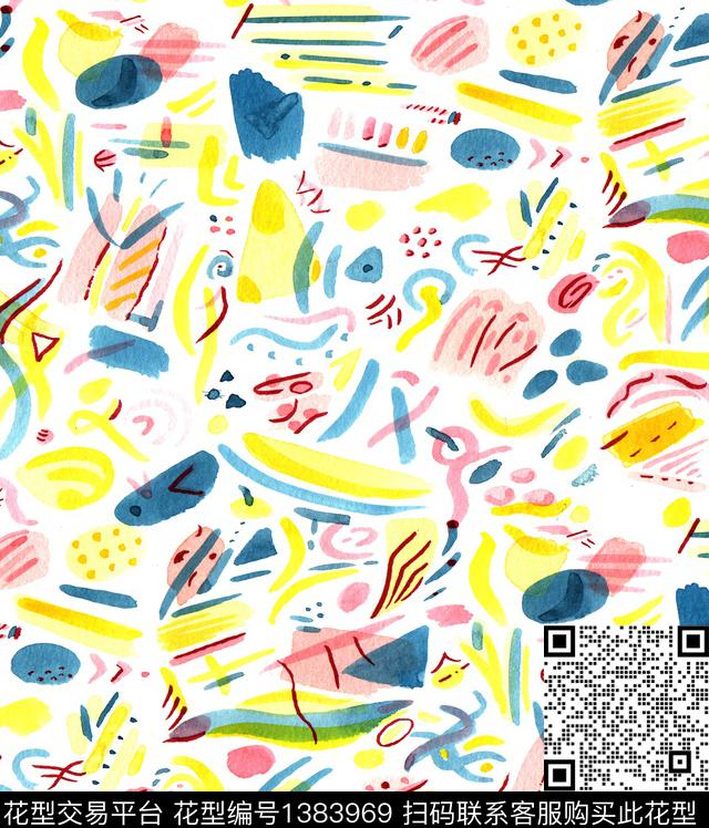 笔触小碎花手绘抽象数码印花华亿平台下载（图片编号: 1383969） - 瓦栏（Walan）