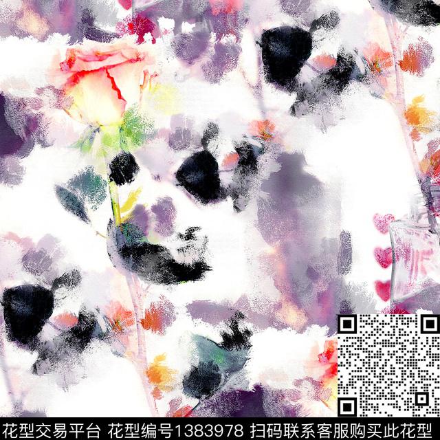 笔触小碎花手绘抽象数码印花华亿平台下载（图片编号: 1383978） - 瓦栏（Walan）