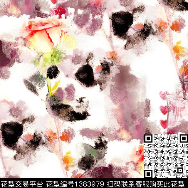 笔触小碎花手绘抽象数码印花华亿平台下载（图片编号: 1383979） - 瓦栏（Walan）