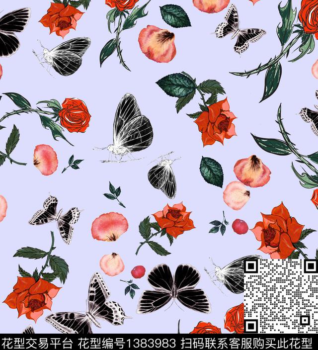 玫瑰花小碎花大牌走秀数码印花华亿平台下载（图片编号: 1383983） - 瓦栏（Walan）