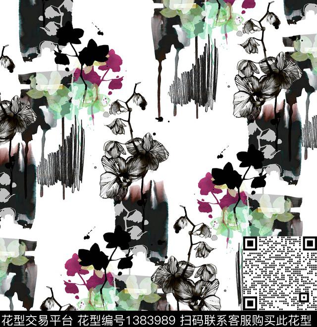 小碎花手绘花卉大牌走秀数码印花华亿平台下载（图片编号: 1383989） - 瓦栏（Walan）