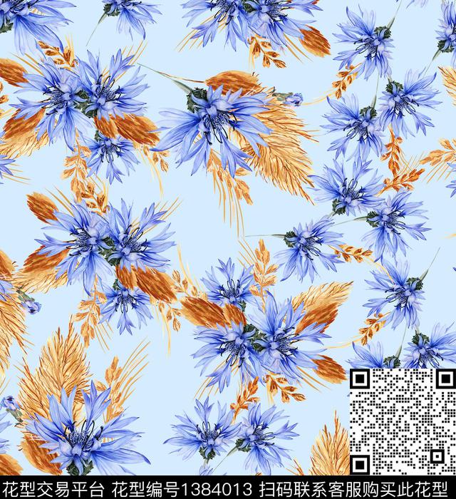 小碎花手绘花卉大牌走秀数码印花华亿平台下载（图片编号: 1384013） - 瓦栏（Walan）