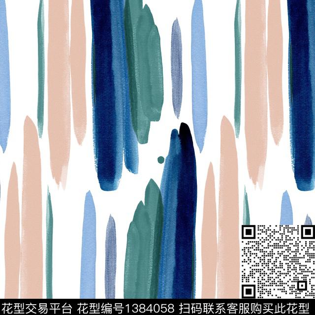 手绘抽象笔画大牌走秀数码印花华亿平台下载（图片编号: 1384058） - 瓦栏（Walan）